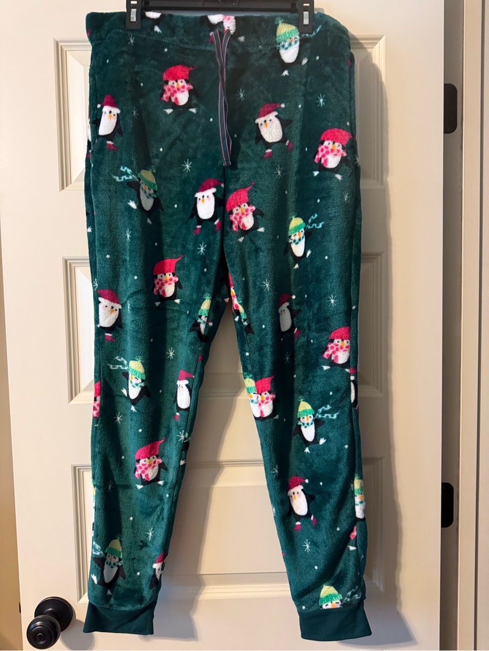Plush Penguin Pajama Pants - Teal Green